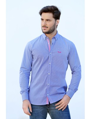 PORTIER HOMBRE CAMISA "VICHY CONTRASTE" - AZUL MARINO