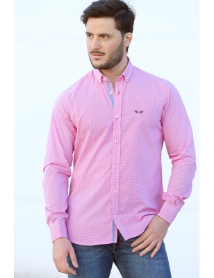 PORTIER HOMBRE CAMISA "VICHY CONTRASTE" - ROSA